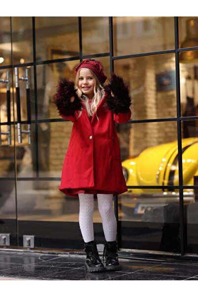 Bisahane Girl's Cashmere Coat, Dress and Hat, Complete 3-Piece Set