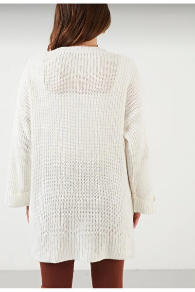 rushana Women's Cardigan 80 cm Double Sleeve with Pockets Selanik Knit