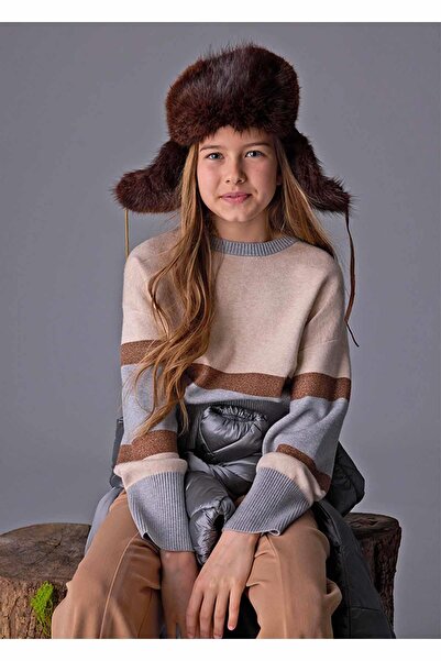 MAYORAL Kışlık Kız Çocuk Kazak - Kahve ve Gri