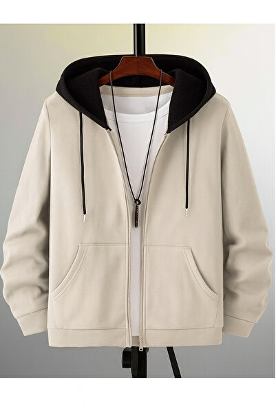 BRLKN سترة كارديجان بقلنسوة وسحاب بألوان متعددة