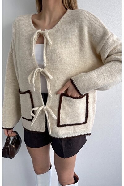 fujya Colorful Pocketed Lace-Up Yoshiko Knitwear Cardigan