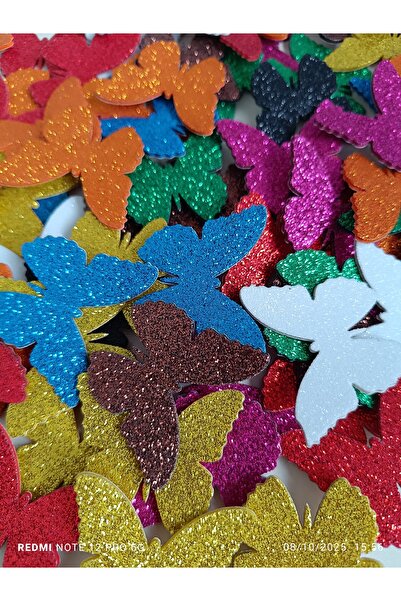 Forester Toys Eva Süngerden 5x5 simli yapışkanlı Kelebek 100 Adet