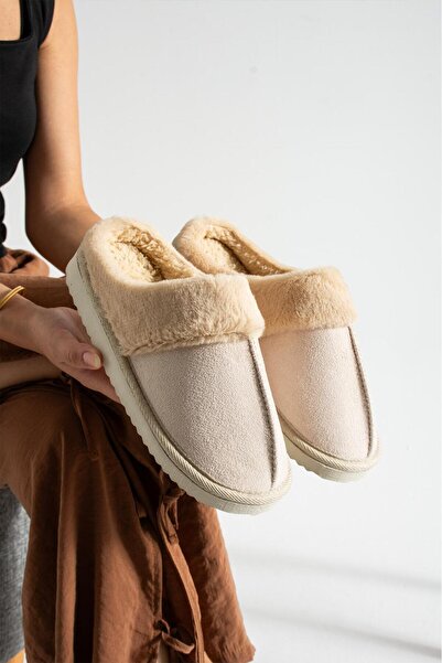 Vanessa Shoes Kadın Tüylü Peluş Sessiz Ev Terliği Terlik (LÜX) CM2000