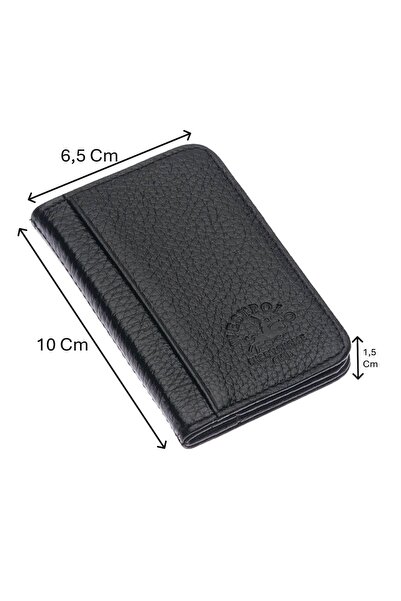 Westpolo Hakiki Deri Bol Kart Bölmeli Unisex Kartlık - Siyah