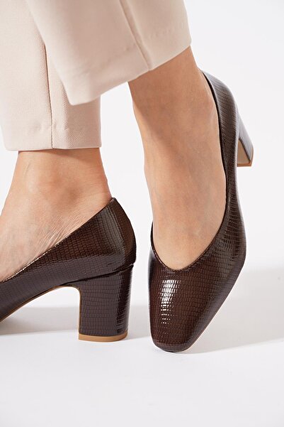 Moda Pie Deslan Kroka Printed Women's Heeled Shoes Brown Snake