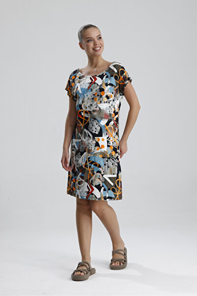 Sense Lycra Viscose Mini Viscose Dress |   Blz36387 Orange Khaki