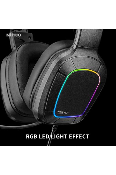 Nitho Titan Pro 7.1 USB Gaming Headset – Built-in Soundcard, Noise‑Canceling Mic, RGB, Wired, Ov