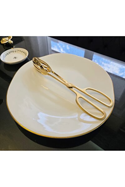 LOVYCO Gold Plated Scissor Tongs, Scissor Tongs, Table Scissors, American Tongs Service 25 cm