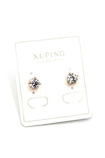 HarmonyAura أقراط حجر واحد كبيرة الحجم - ذهبي