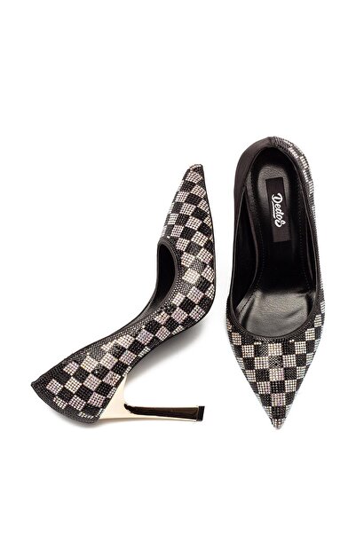 Dedos Special Stone Embroidered Women's High Heel Pointed Toe Evening Dress Shoes 4015