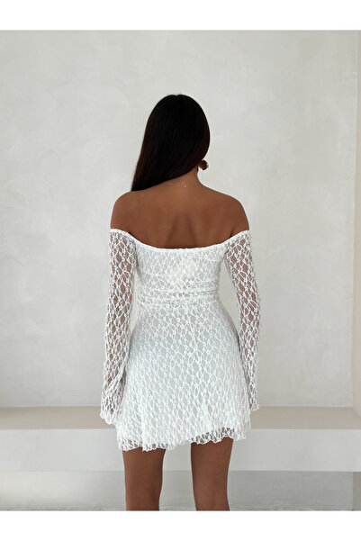 SLAW REZZ Women's Madonna Collar Elegance Mini Lace Dress