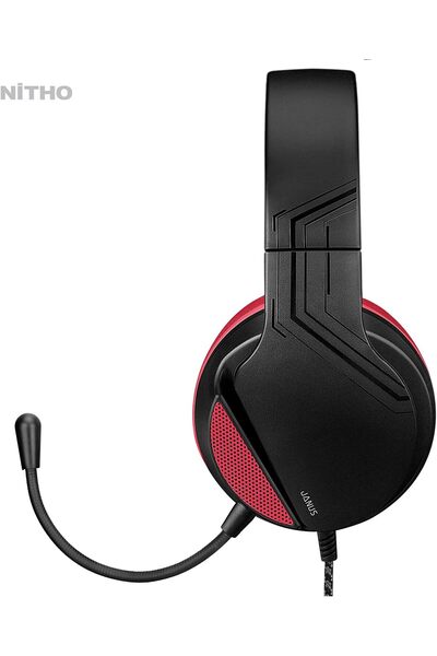 Nitho Janus Stereo Gaming Headset for PC, PS4, PS5, Xbox - Red, Wired Over-Ear