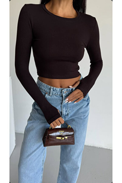 BE CHİC BLUZĂ CROP DE FEMEI CU GÂRĂ CIRCULARĂ, CU FĂRĂ MÂINI, DINȚĂ MODALĂ, C...