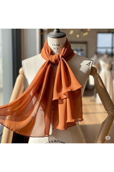 karanfil Tesettür Women's Rust Color Chiffon Shawl