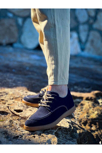 Zerenyus Zrk-X5 Navy Blue Suede Lace-Up Daily Men's Casual Shoes