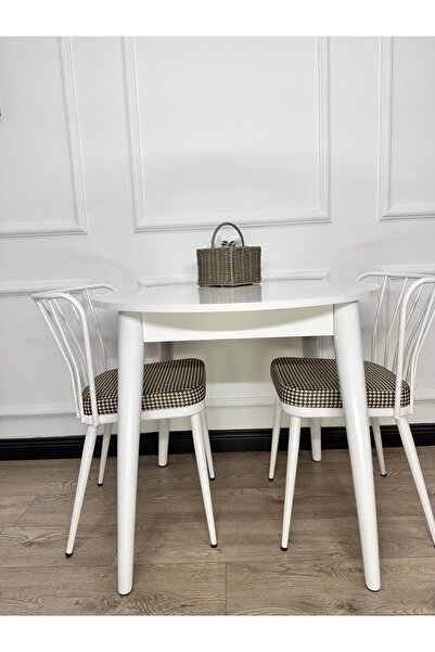 ECCES BB 90 x 90 Yuvarlak Masa Çam MDF Masa Mutfak Masası Balkon Masası Çap 90 Masa