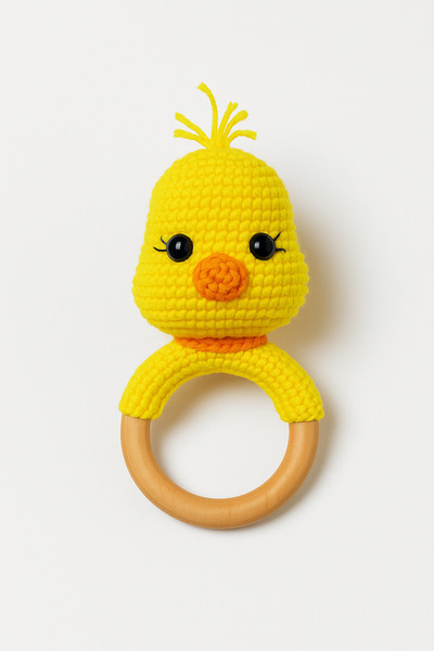 Naturel Bebek %100 Pamuk İp Amigurumi Çıngırak ve Diş Kaşıyıcı