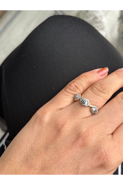 Byoz store خاتم من سلسلة Vip مرصع بحجر الزركون المدمج مكون من 3 كرات