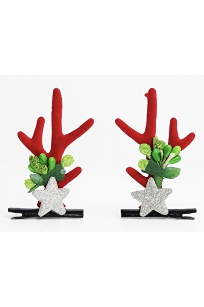 OEM Set 2 agrafe de păr cu coarne de ren, design de Crăciun cu stea, ideale pentru copii, petreceri și cești