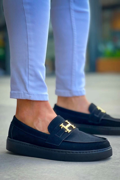 Zerenyus Zrk-027 Laceless Black Suede H Casual Men's Classic Shoes