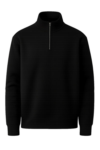 Elvellon Yarı Fermuarlı Sweatshirt, 30/2 İplik Premium Kumaş
