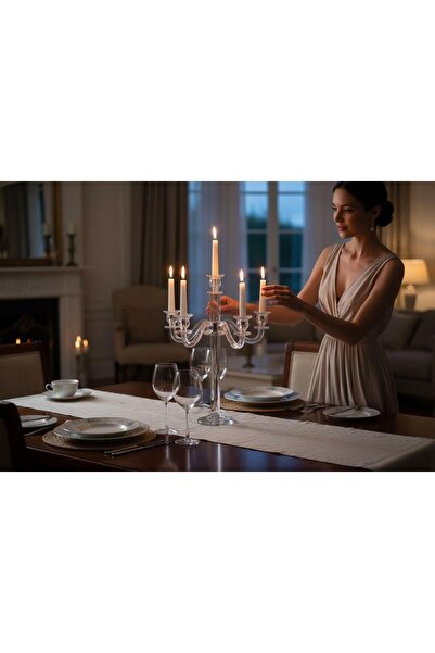 ROY KING KRİSTAL 5'Lİ ŞAMDAN 66 CM