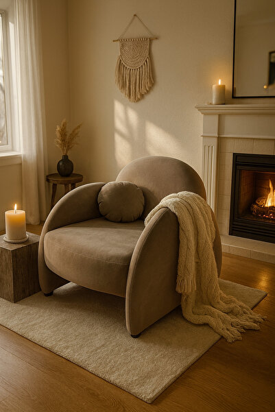 S Home Design Concept Kaii Berjer / Sandalye, Yonsuz Kadife, Vizon Kahve