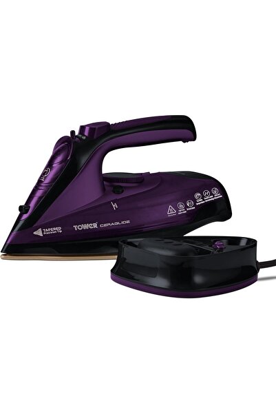 Tower T22008BLG CeraGlide Cordless Steam Iron with Ceramic Soleplate and Variable Steam Function, Bl
