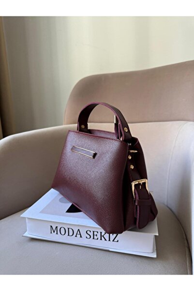 Moda Sekiz حقيبة يد نسائية متوسطة الحجم بثلاثة أقسام مع إكسسوارات تفصيلية وحز...