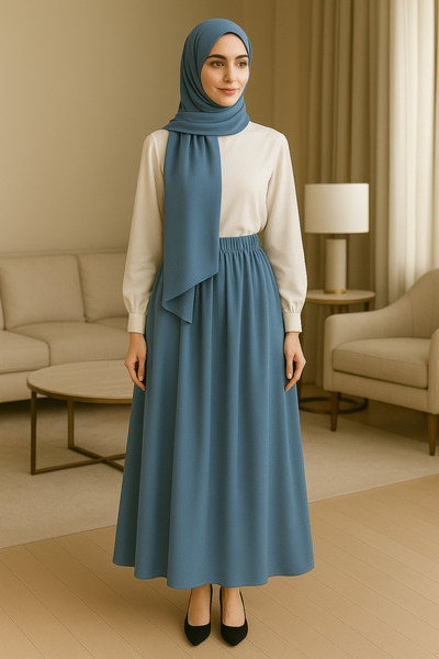 Misue Handmade Medina Silk Hijab Skirt, Long Flared Skirt, Flowy Egyptian Silk Flared Skirt, Hijab Modest Clothing