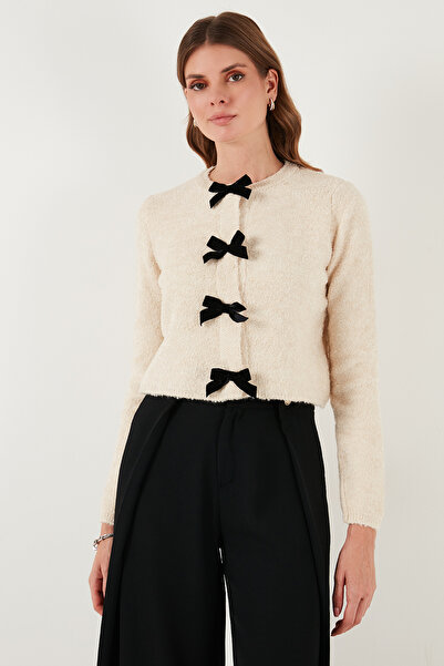 Lela Regular Fit Crew Neck Ribbon Detailed Premium Cardigan Cardigan 680Hi00105
