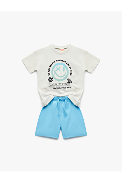 Koton Printed Cotton 2-Piece T-Shirt and Shorts Set