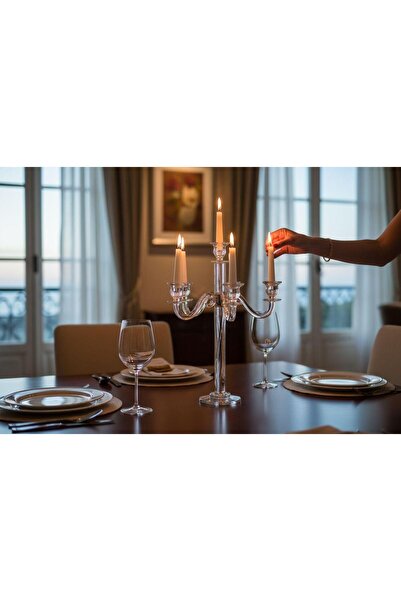 ROY KING KRİSTAL 7'Lİ ŞAMDAN 48 CM