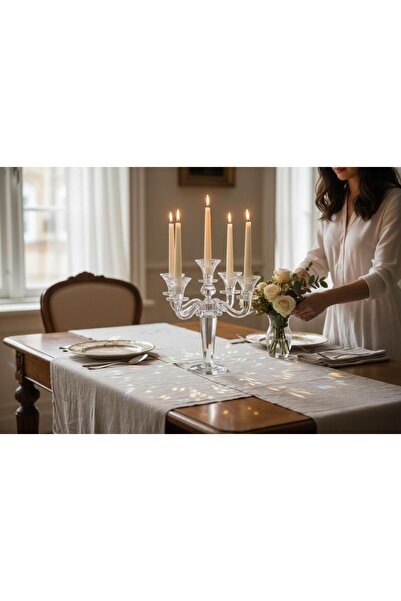 ROY KING KRİSTAL 5'Lİ ŞAMDAN 37 CM