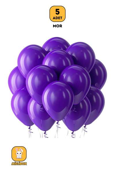 Mielibon 5 ADET Mor Balon - Pastel Renk