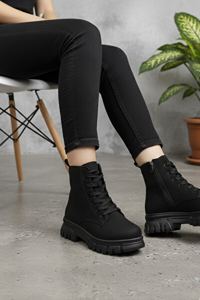 Ekonomik Ayakkabı Kadın Bağcıklı Postal Bot – Kalın Taban, Fermuarlı, Günlük