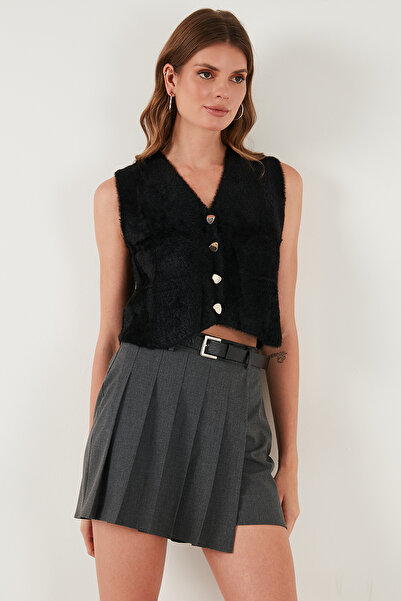 Lela Regular Fit V-Neck Soft Textured Buttoned Vest Vest 4615241