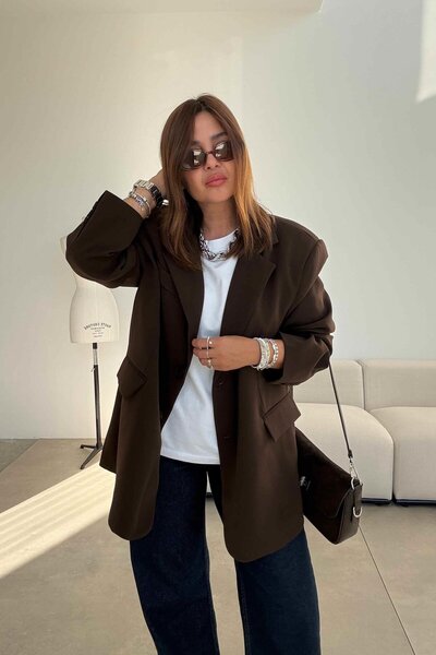 ELVAN TOLON Jachetă maro supradimensionat