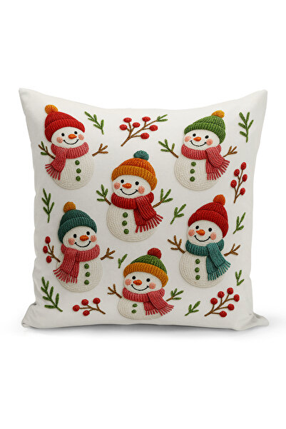 Bertille Home New Year Series Double-Sided Digital Printed Set of 4 Throw Pillow Covers (Christmas Cushion Cover)