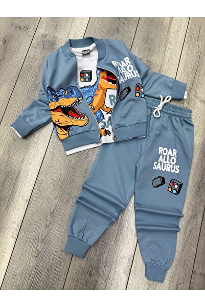 AY GİYİM 3-Piece Two-Thread Top and Bottom Set for Boys
