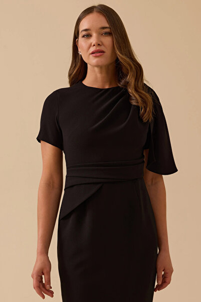 SEÇİL Γυναικείο φόρεμα από ύφασμα κρεπ σε σχήμα μολύβι 8004 Μαύρο