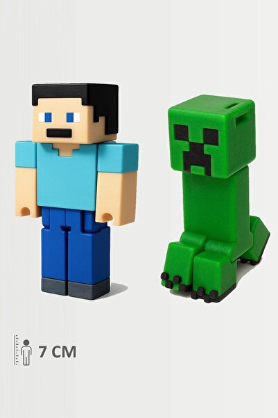 FigürDizayn Minecraft Steve ve Creeper Set Hareketli Eklemli Figür