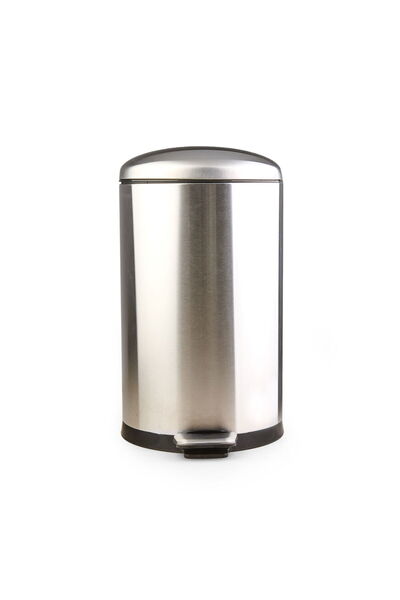 MATMEL Steel Trash Can with Lid - Inox - 30 Lt