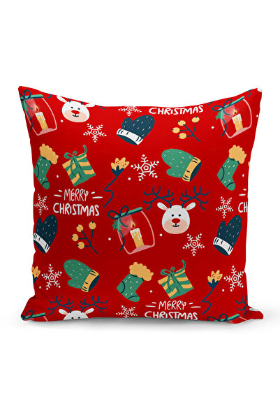 Bertille Home New Year Series Double-Sided Digital Printed Set of 4 Throw Pillow Covers (Christmas Cushion Cover)