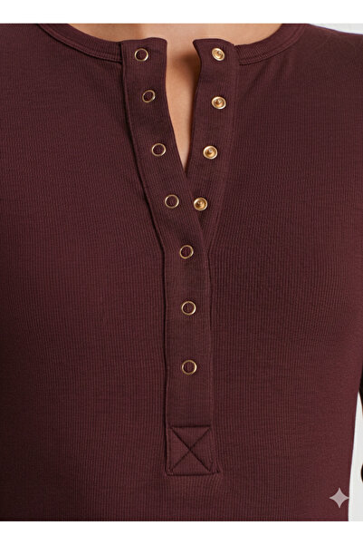 Dilvin 32024 Snap Fastener Modal Blend Top-Darkred(Bordo)