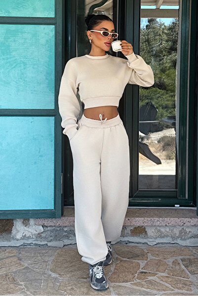 Eyyo Cream Fluid Tracksuit Set Ate-3701