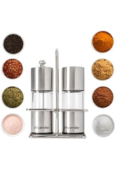 Kamille Set râșniță de sare și piper KM-7052, sticlă și oțel inoxidabil, 10 x...