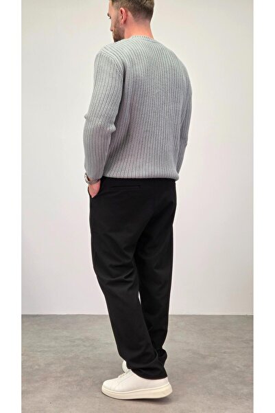 RIESGO PİLELİ BAGGY KUMAŞ PANTOLON SİYAH