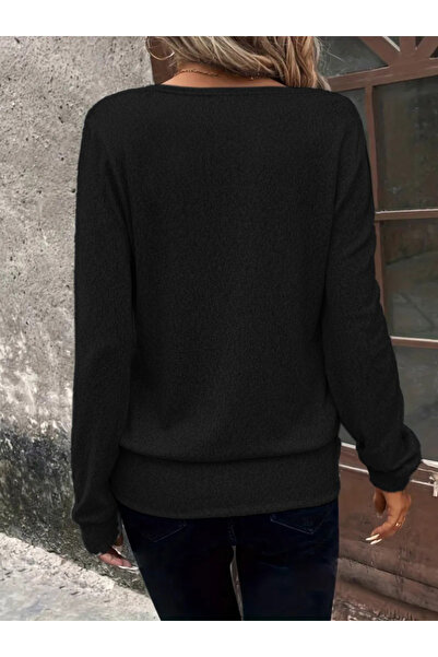 Giyimodam Γυναικεία μακρυμάνικη μπλούζα με διπλό στήθος και λεπτομέρεια μανσέτας στο στρίφωμα