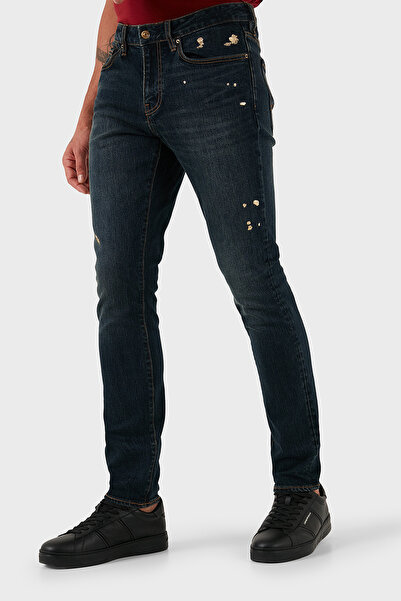Armani Exchange Cotton Slim Fit Regular Waist Narrow Leg Jeans Men's Denim Pants Xm000070 Af15833 Mb001